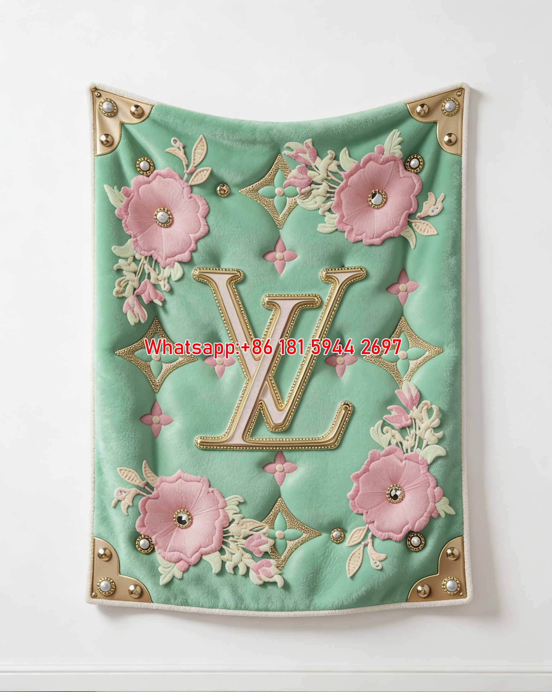 LV Floral Trunk Blanket Mint Garden Monogram Throw IMG_3599